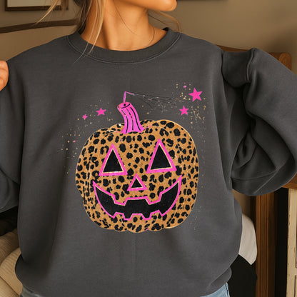 Leopard Pumpkin Halloween Crewneck Sweatshirt
