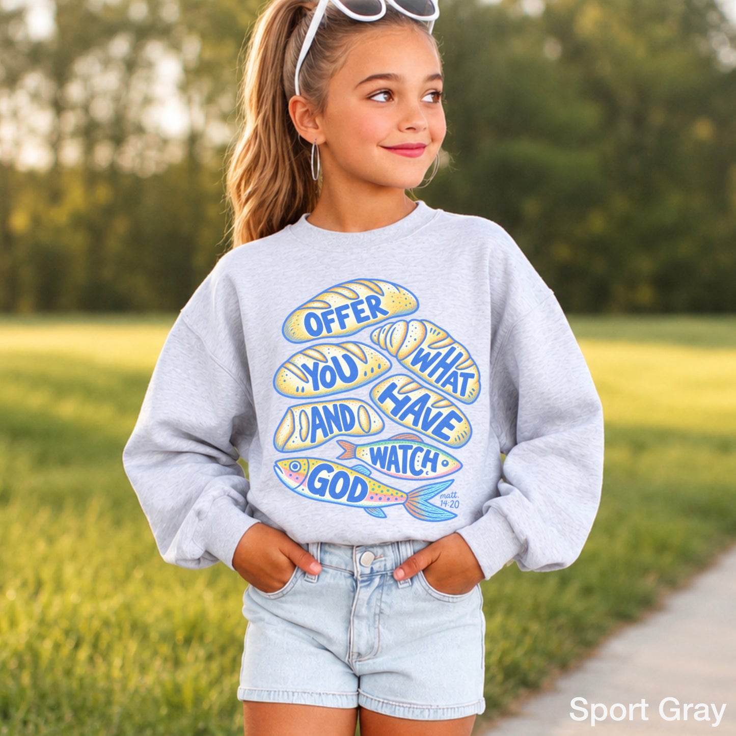 Offer What You Have And Watch God Youth Crewneck Sweatshirt
