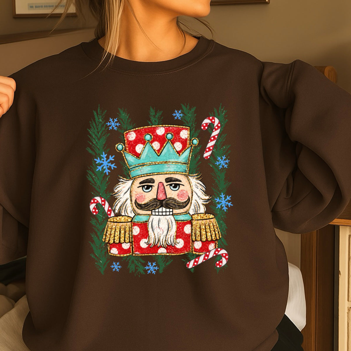 Preppy Nutcracker Christmas Crewneck Sweatshirt