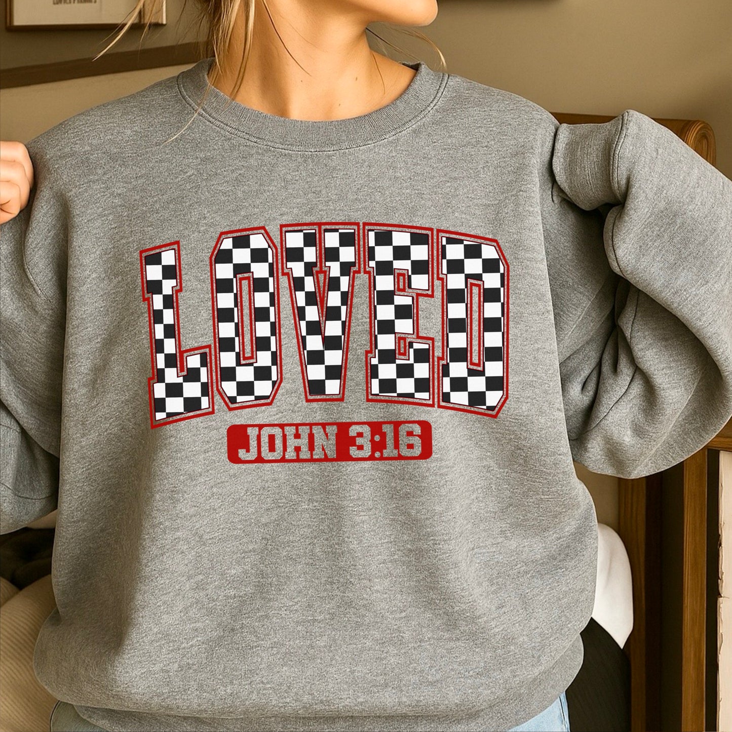 Loved John 3:16 Valentine’s Day Crewneck Sweatshirt