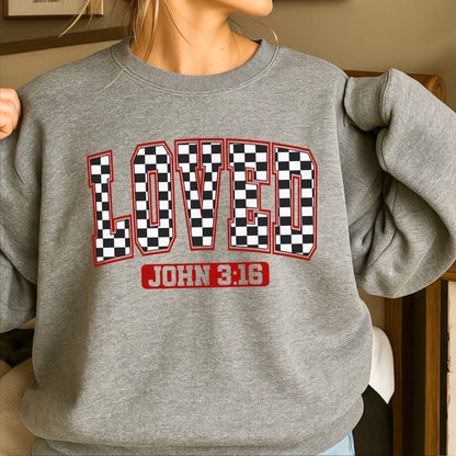 Loved John 3:16 Valentine’s Day Crewneck Sweatshirt