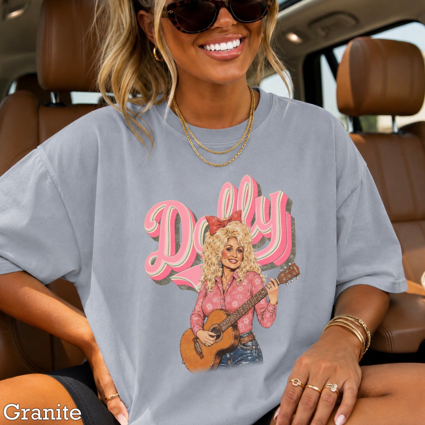 Pink Dolly Guitar Comfort Color Graphic Tee