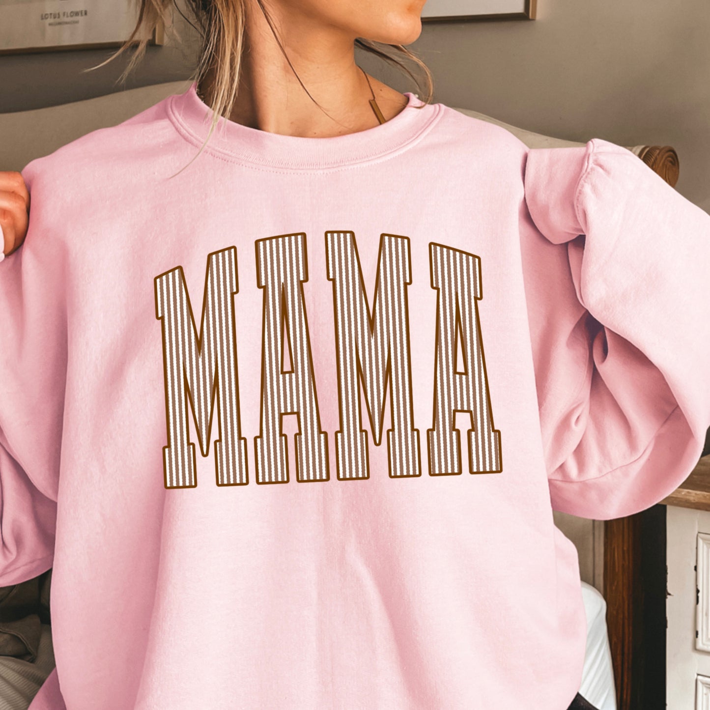 Mama Brown Seersucker Crewneck Sweatshirt
