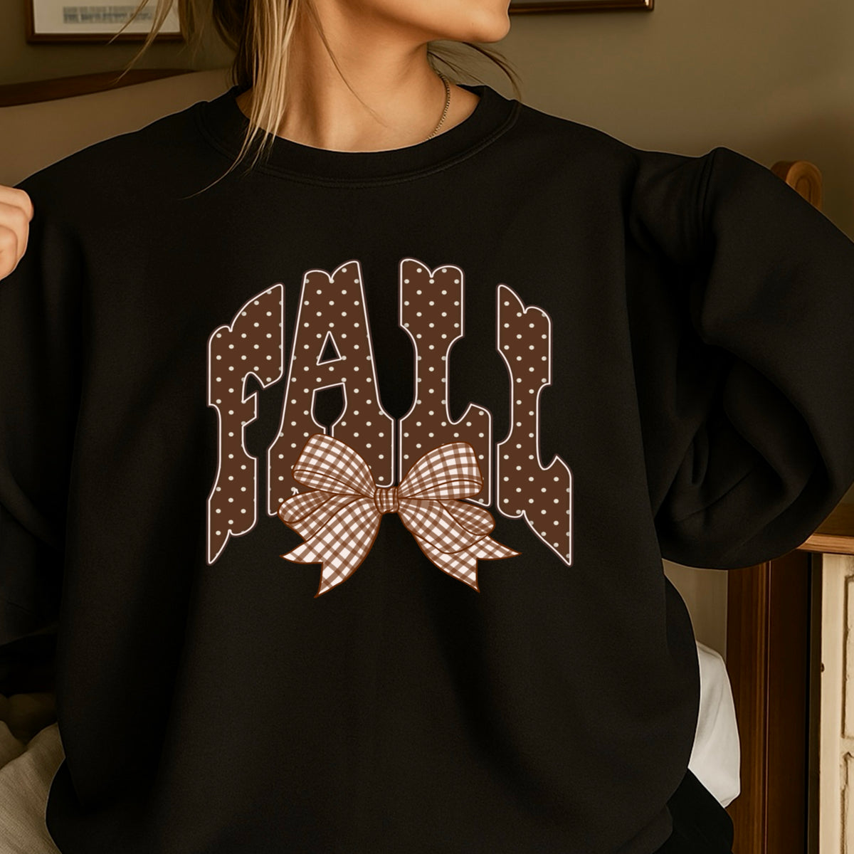 Fall Gingham Crewneck Sweatshirt