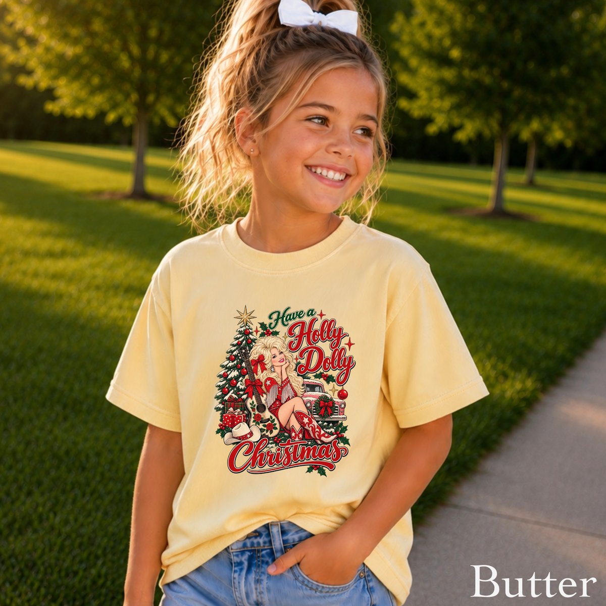 Have A Holly Christmas Youth Comfort Color T-Shirt