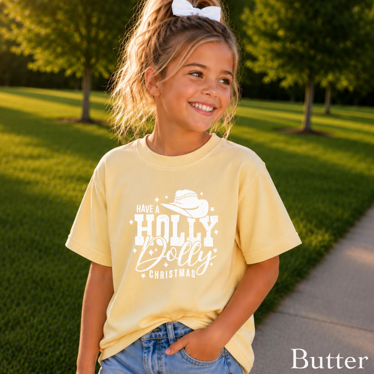 Have A Holly Christmas Youth Comfort Color T-Shirt