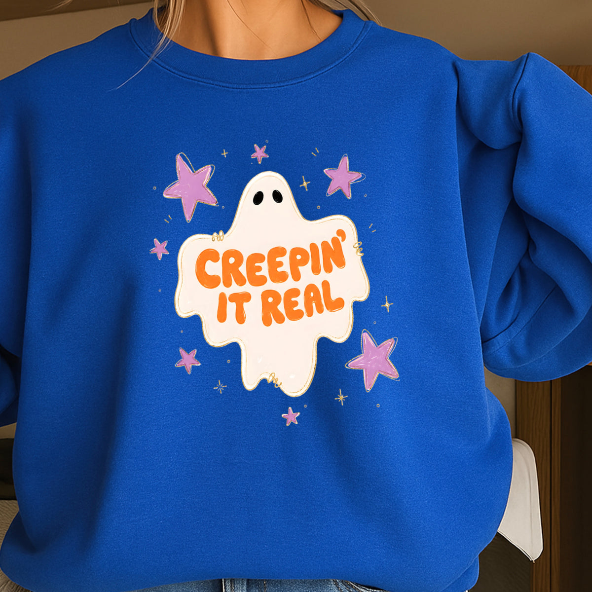 Creepin It Real Halloween Crewneck Sweatshirt