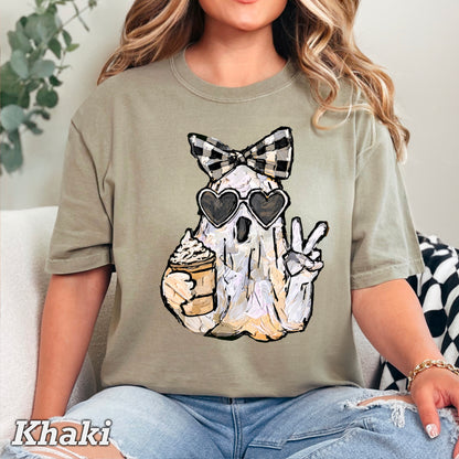 Preppy Ghost Halloween Comfort Color Graphic Tee