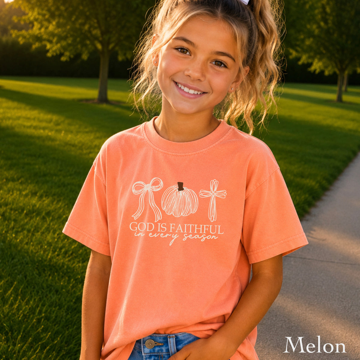 God Is Faithful In Every Season Youth Comfort Color T-Shirt