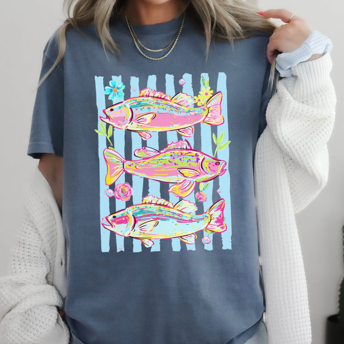 Fish Trio Comfort Color Graphic Tee