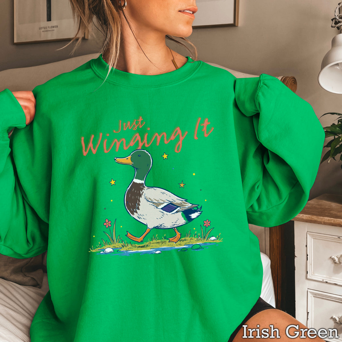 Just Winging It Mallard Duck Crewneck Sweatshirt