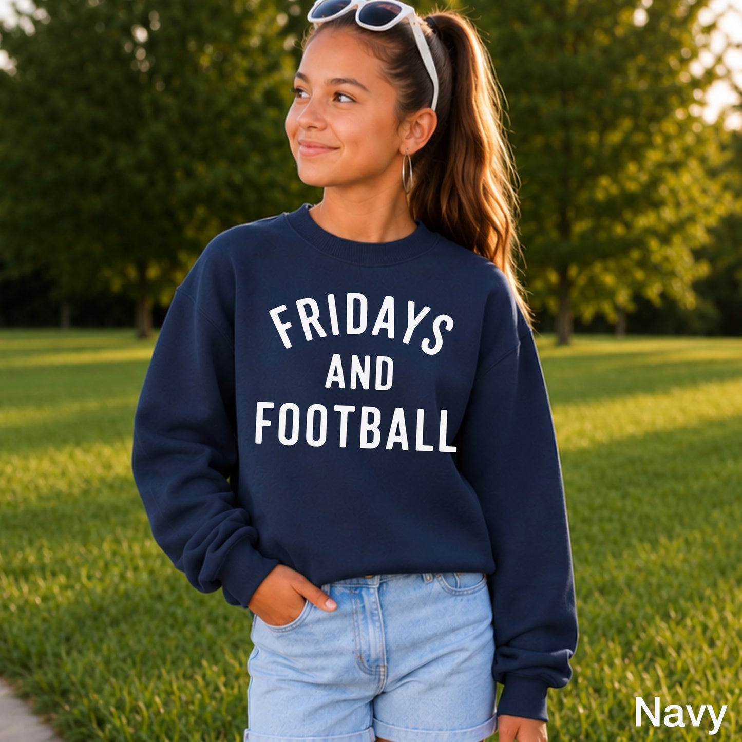 Fridays And Football Youth Crewneck Sweatshirt