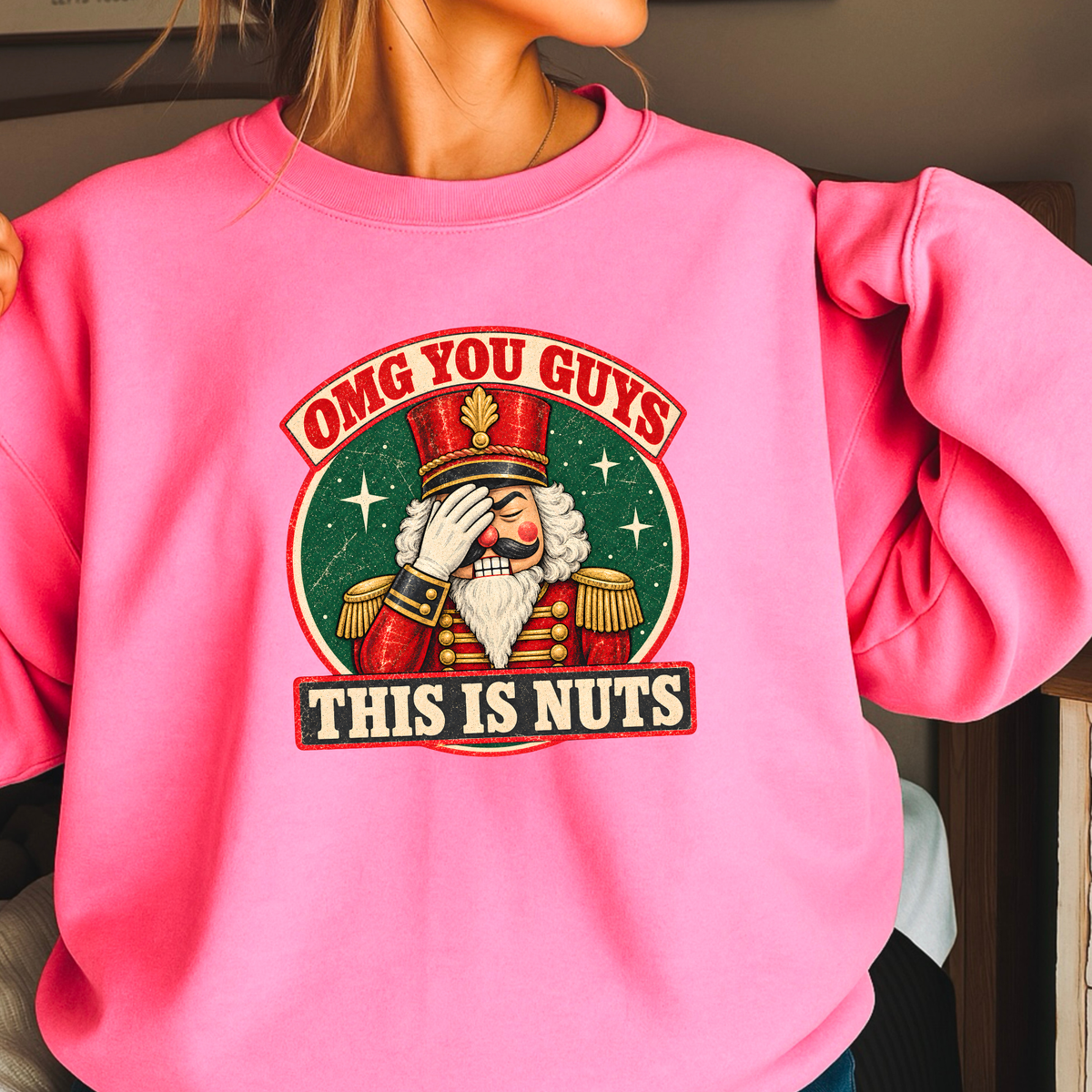 OMG You Guys This Is Nuts Christmas Crewneck Sweatshirt