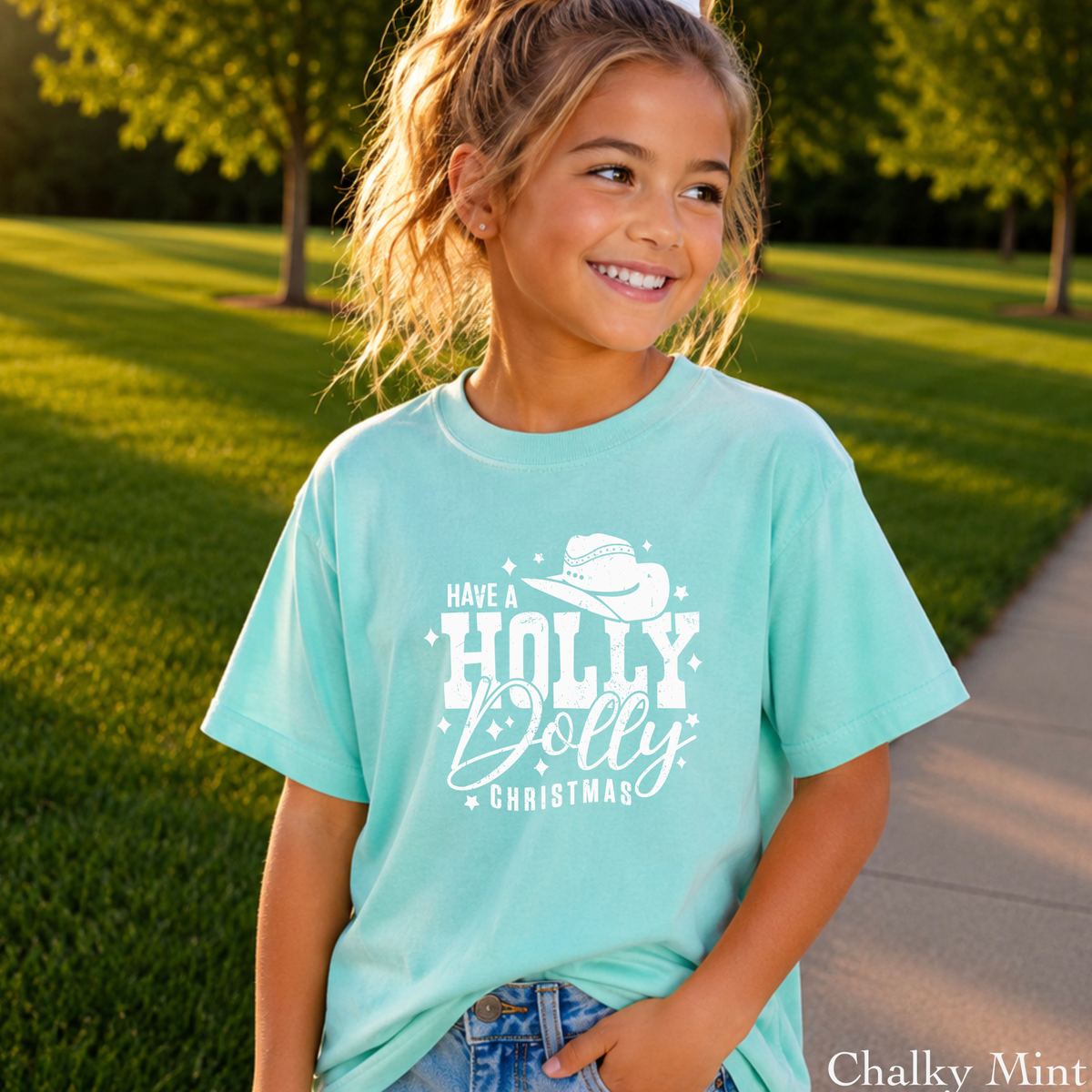 Have A Holly Christmas Youth Comfort Color T-Shirt