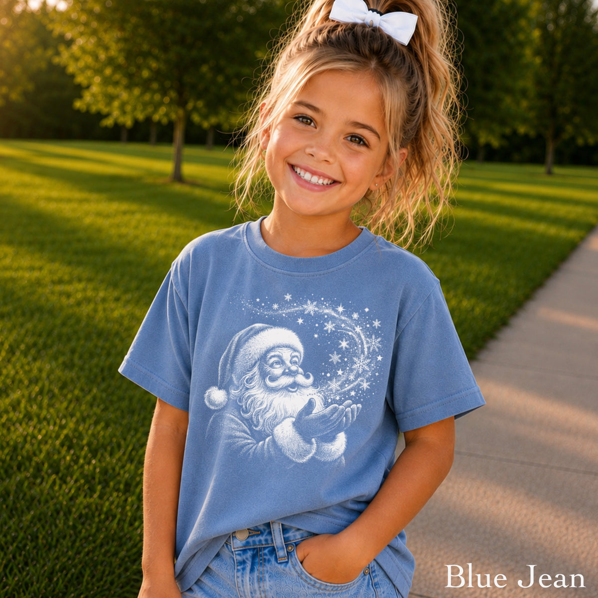 Santa Snowflakes Christmas Youth Comfort Color T-Shirt