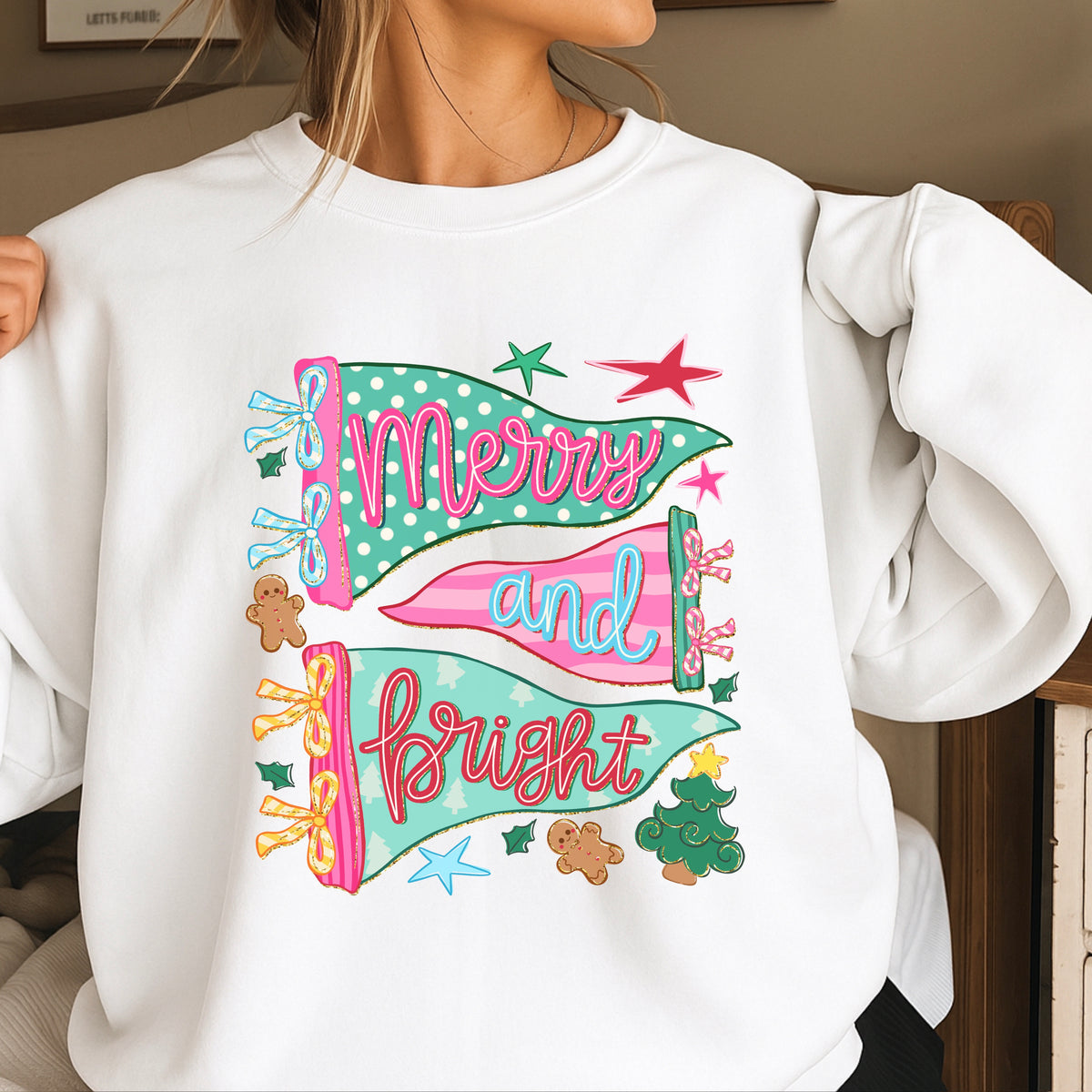 Merry And Bright Christmas Crewneck Sweatshirt