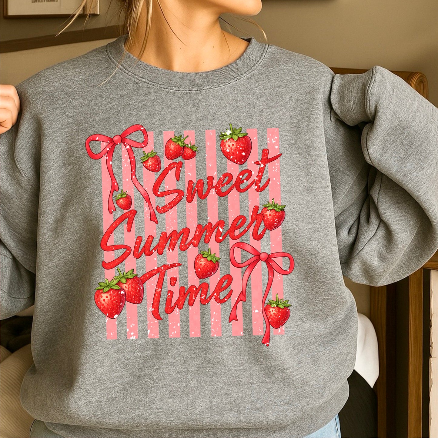 Sweet Summertime Strawberries Crewneck Sweatshirt