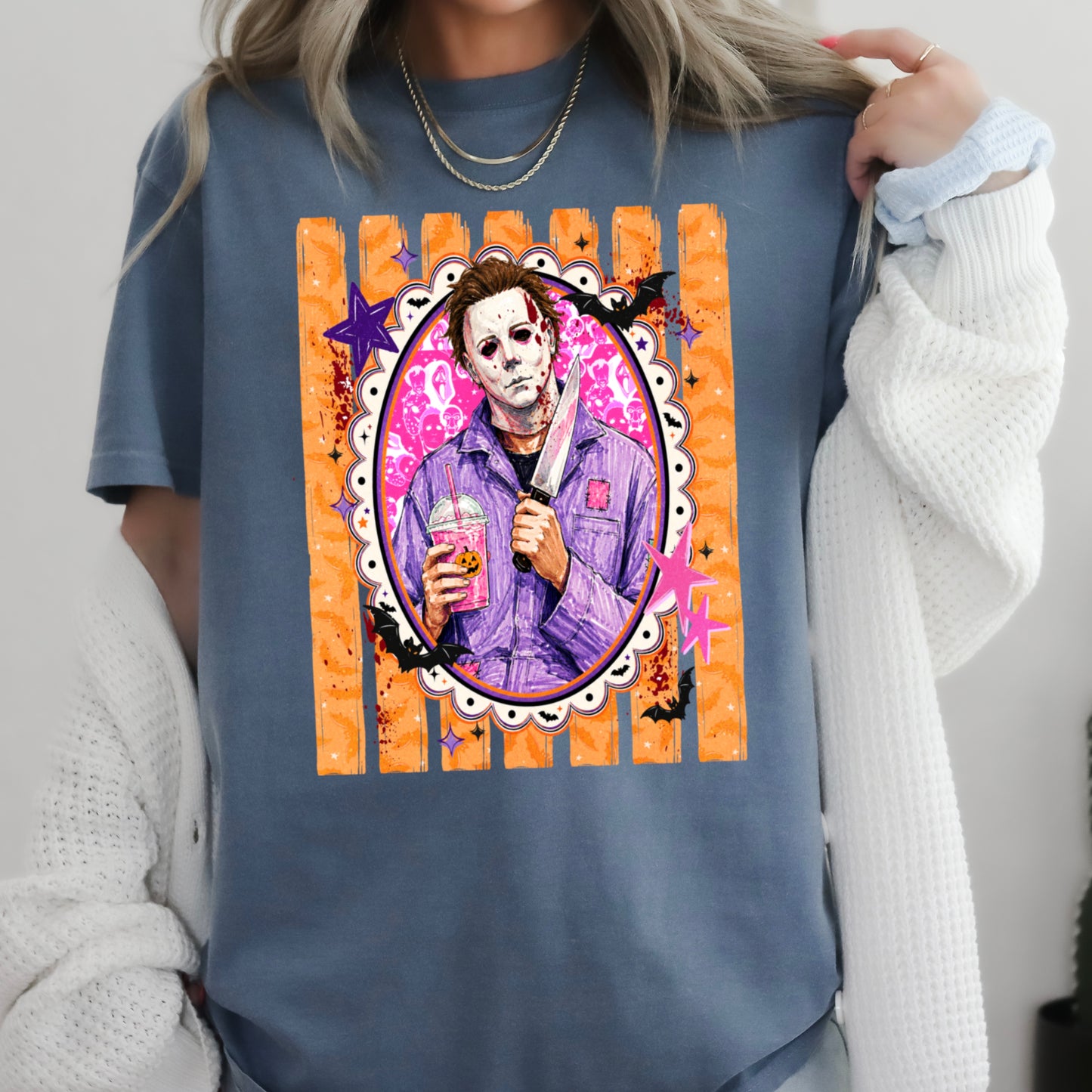 Horror Film Character Halloween Comfort Color Graphic Tee
