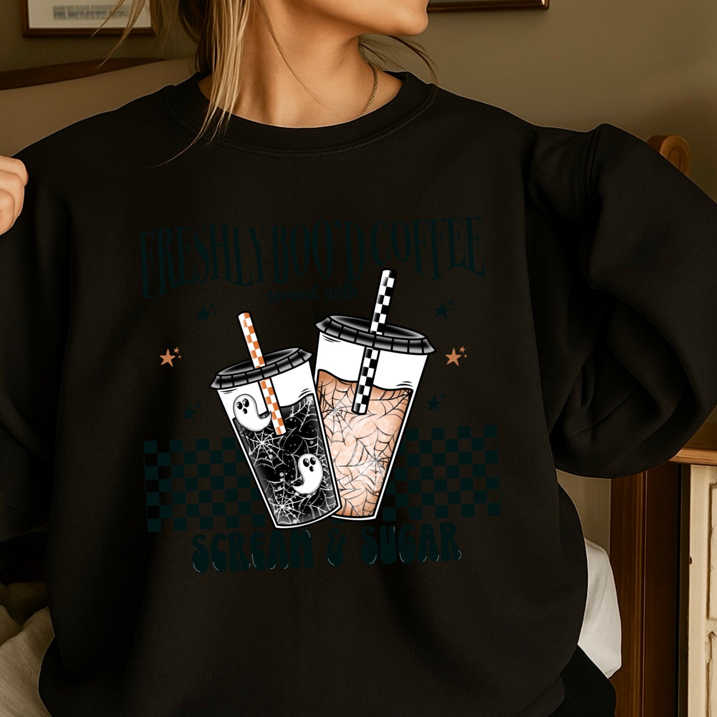 Freshly Boo’d Coffee Halloween Crewneck Sweatshirt