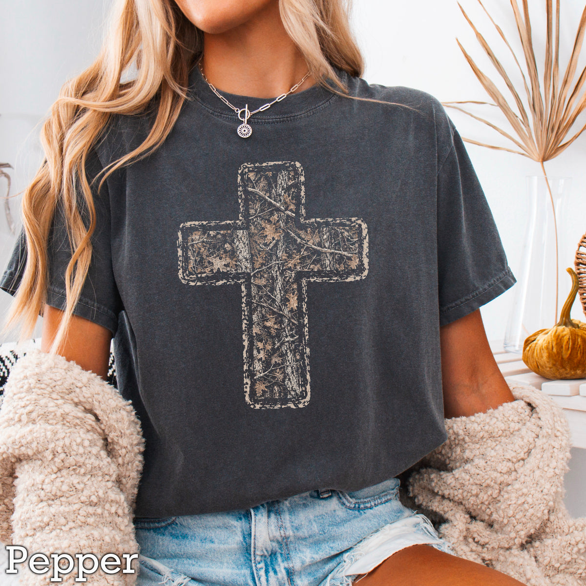 Camo Cross Christian Comfort Color Graphic Tee