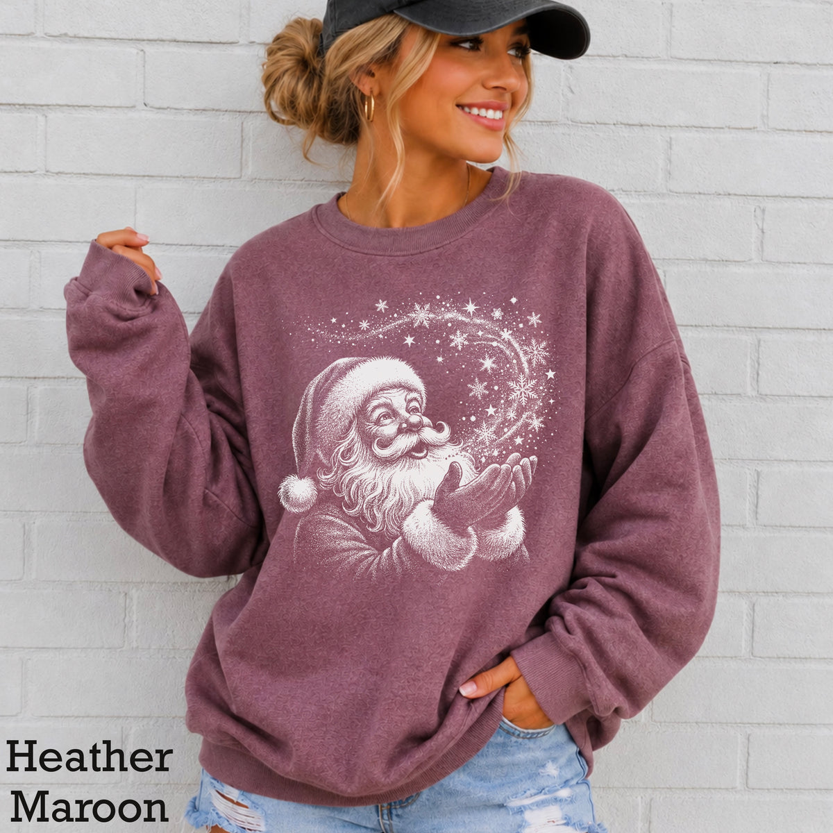 Santa Snowflakes Christmas Crewneck Sweatshirt