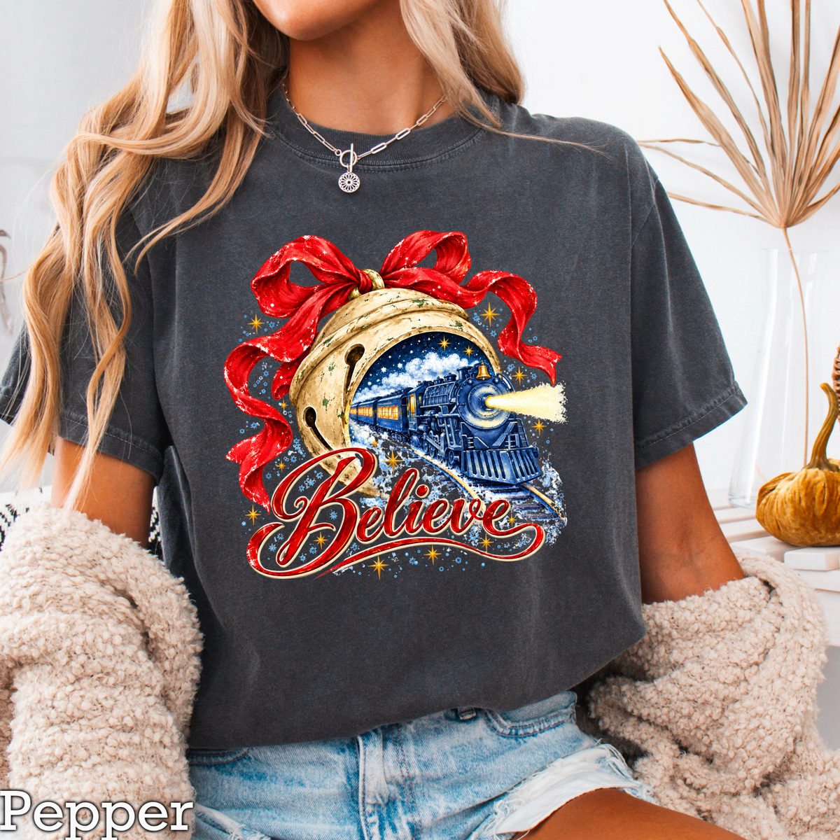 Believe Christmas Comfort Color Graphic Tee