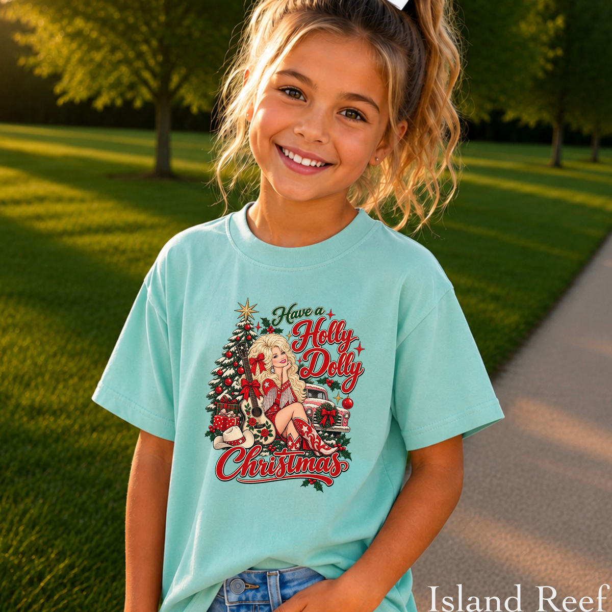 Have A Holly Christmas Youth Comfort Color T-Shirt