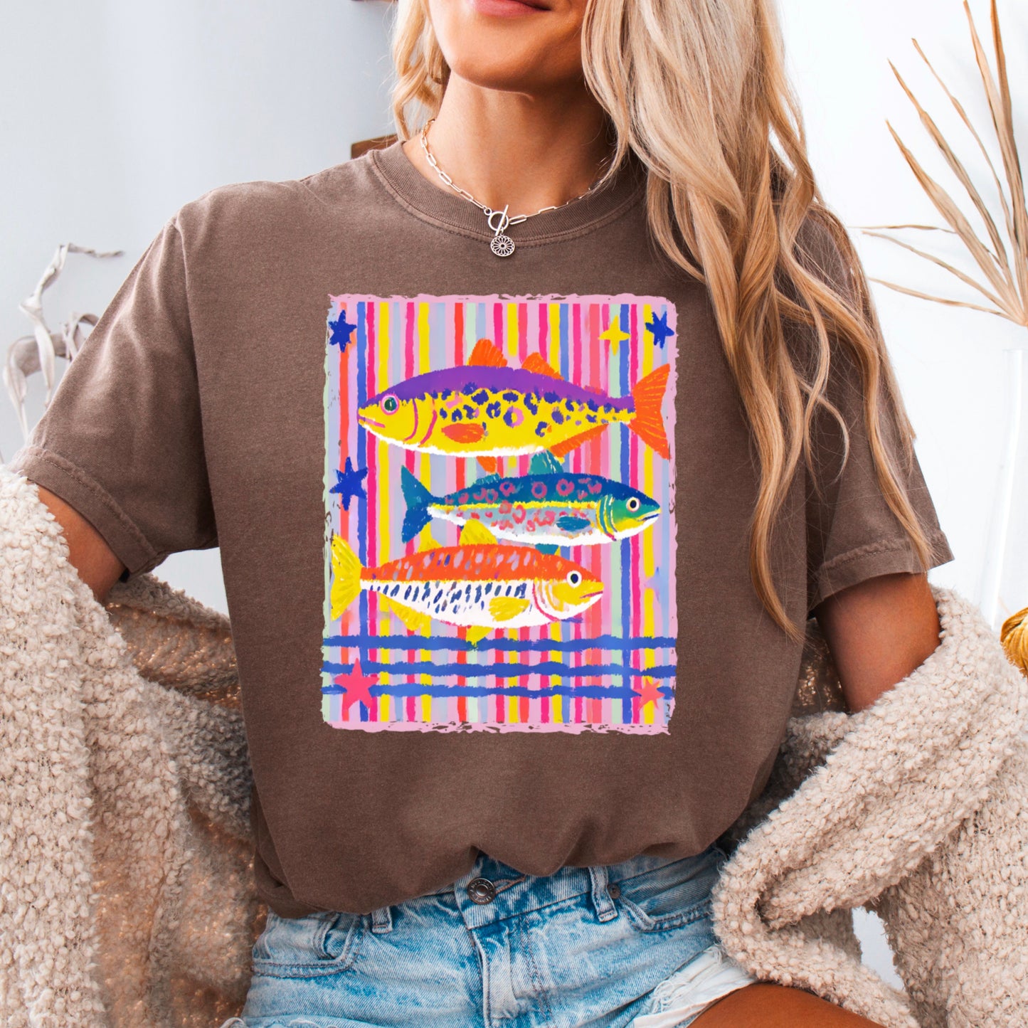 Preppy Fish Comfort Color Graphic Tee