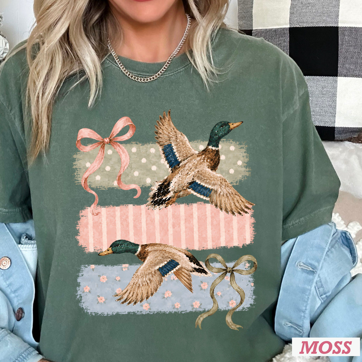 Mallard Ducks & Bows Comfort Color Graphic Tee