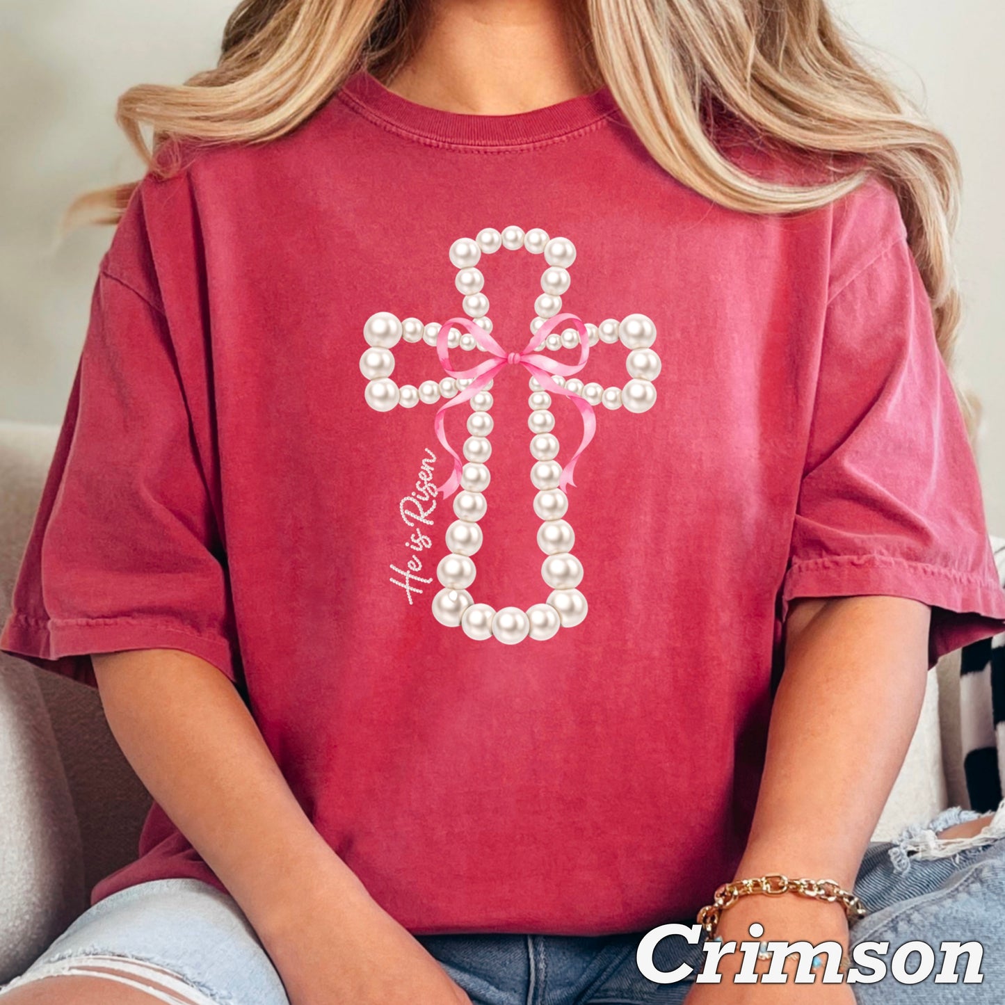 He Is Risen Easter Comfort Color Graphic Tee