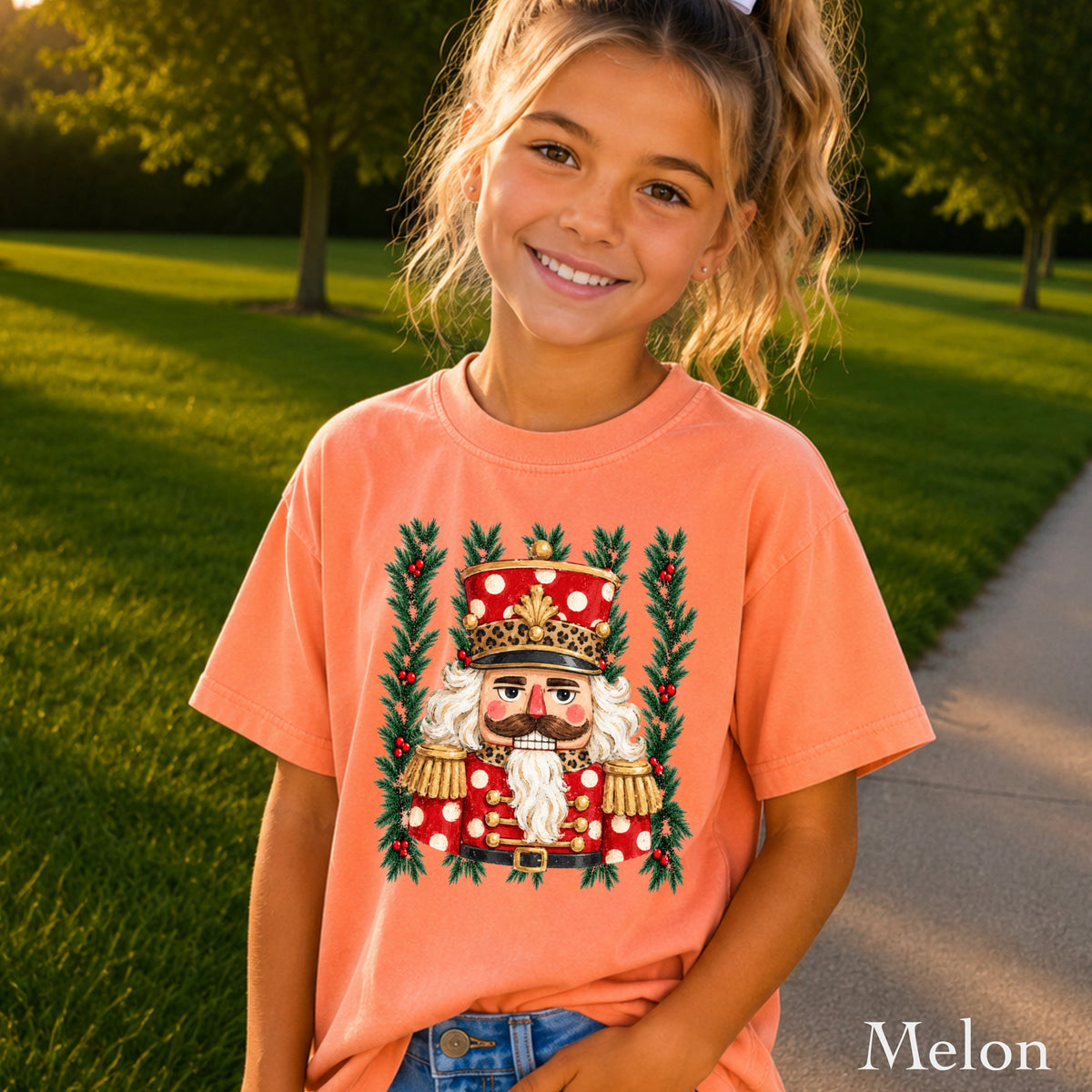 Preppy Nutcracker Christmas Youth Comfort Color T-Shirt