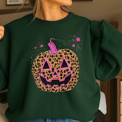 Leopard Pumpkin Halloween Crewneck Sweatshirt