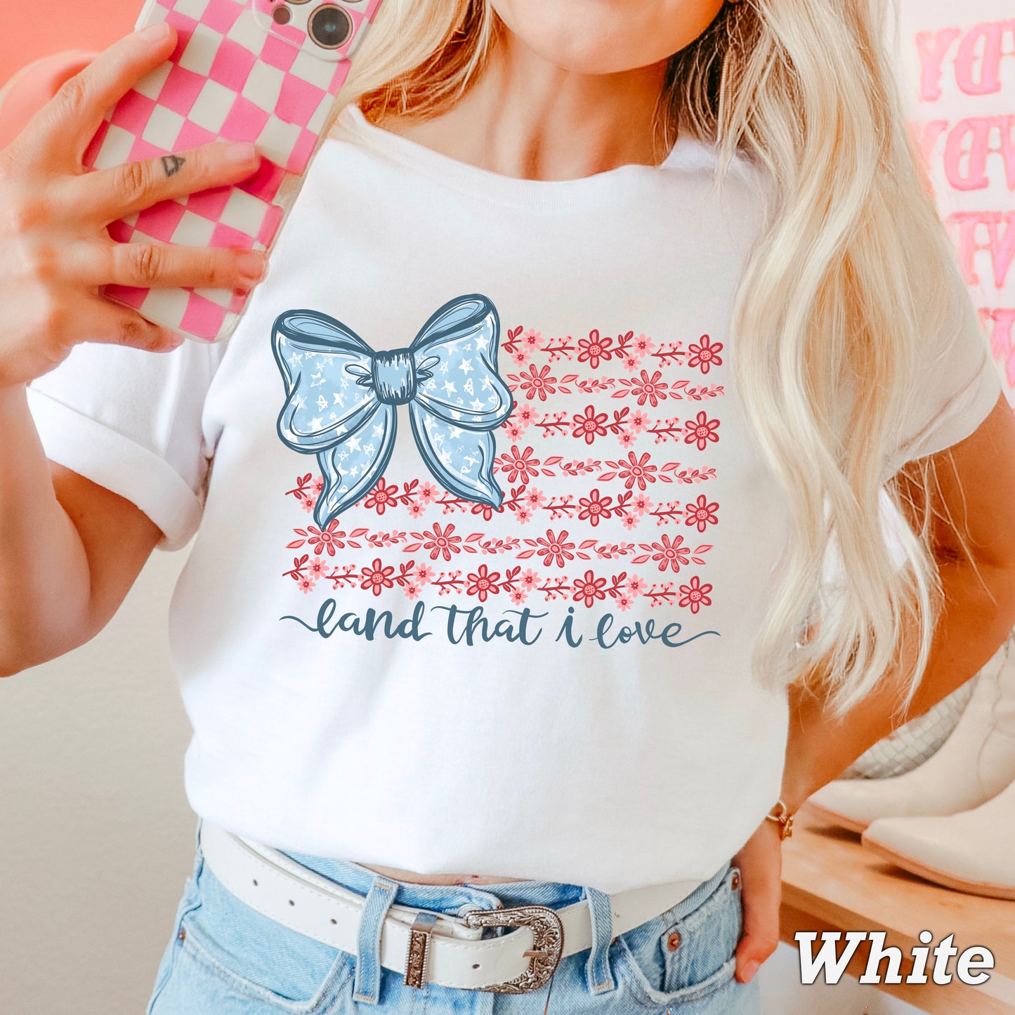 Land Of The Free Patriotic Comfort Color Graphic Tee