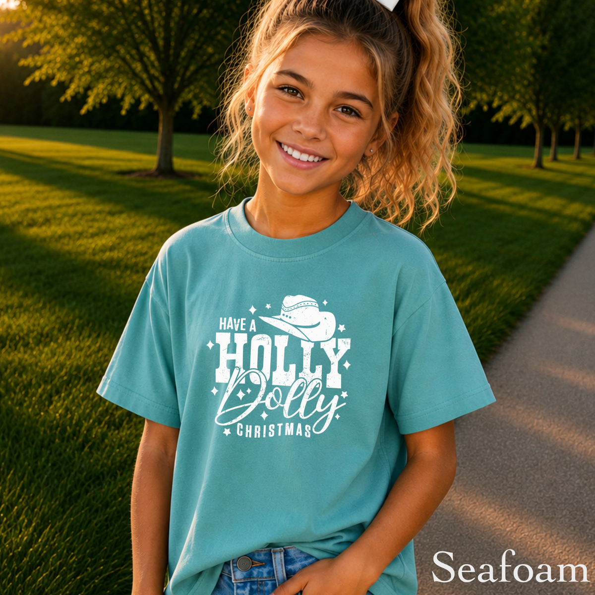 Have A Holly Christmas Youth Comfort Color T-Shirt