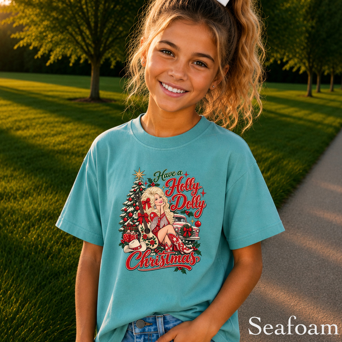 Have A Holly Christmas Youth Comfort Color T-Shirt