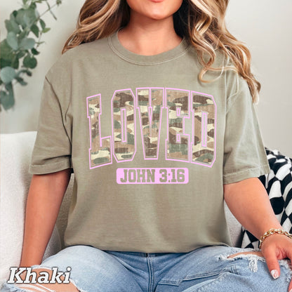 Camo John 3:16 Valentine’s Day Comfort Color Graphic Tee