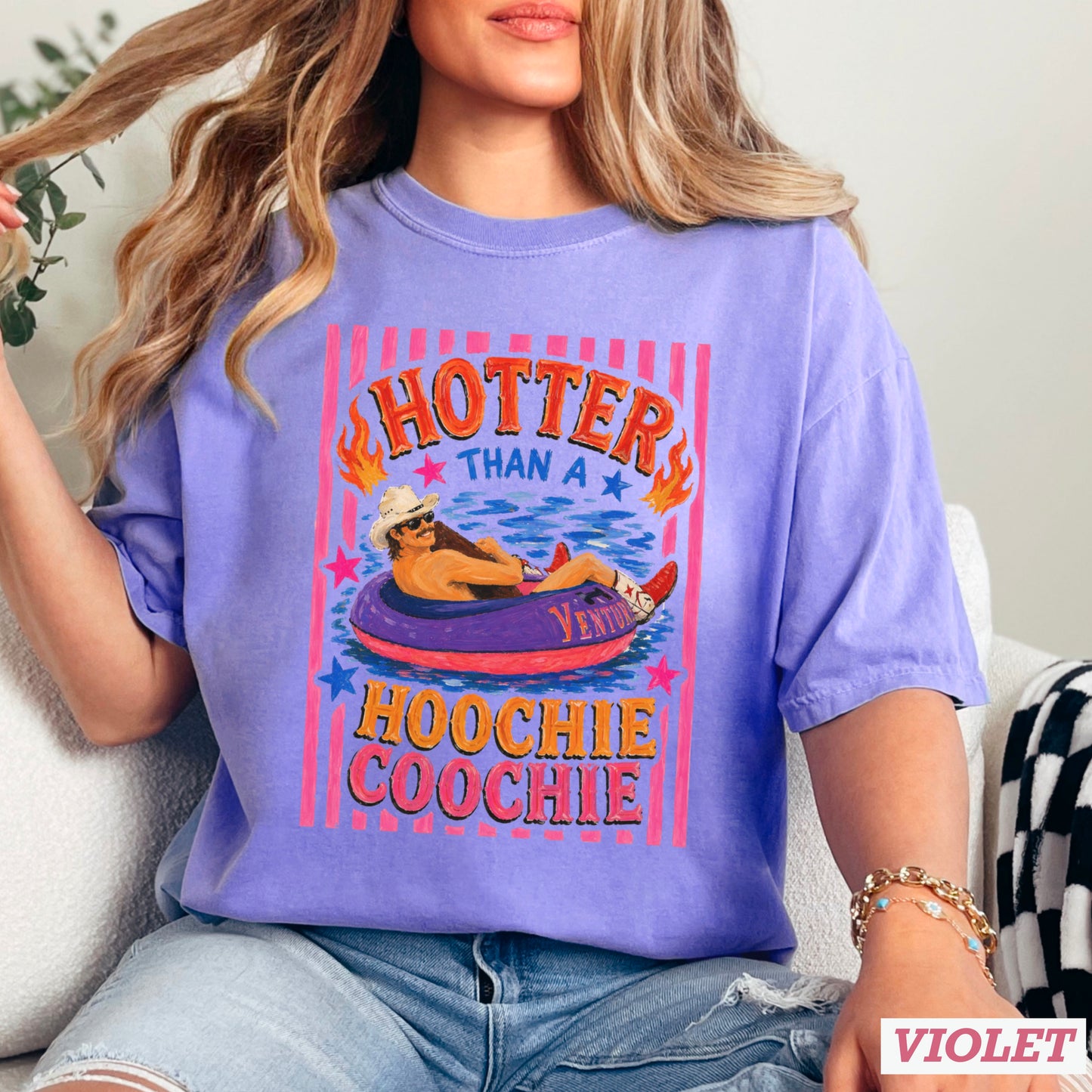 Hotter Than A Hoochie Coochie Comfort Color Graphic Tee