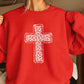 Snow Leopard Cross Christian Crewneck Sweatshirt