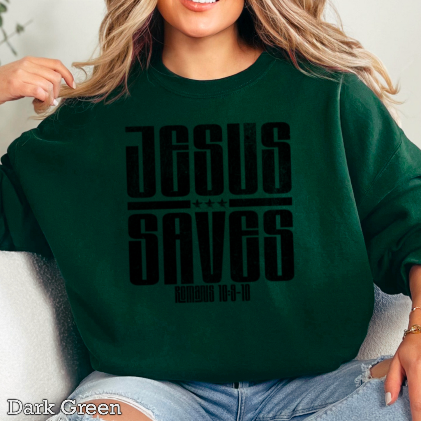 Jesus Saves Graphic Crewneck Sweatshirt