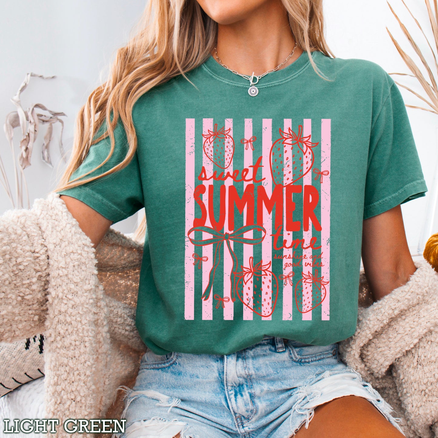Sweet Summertime Strawberry Comfort Color Graphic Tee