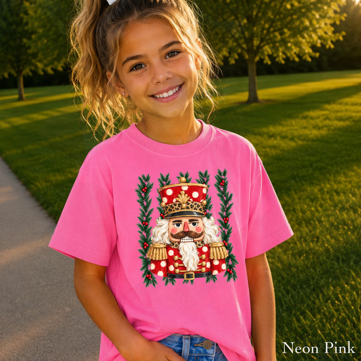 Preppy Nutcracker Christmas Youth Comfort Color T-Shirt