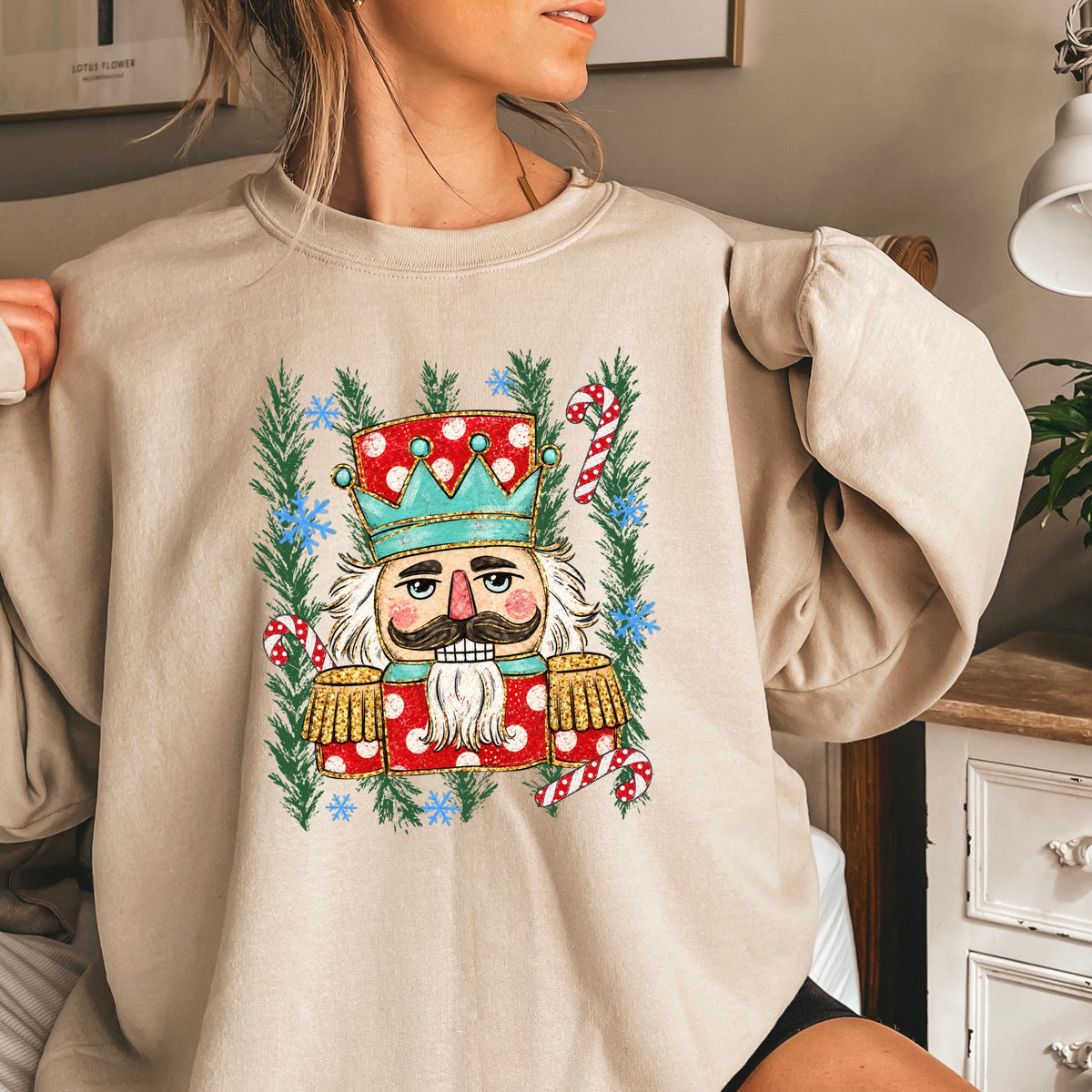 Preppy Nutcracker Christmas Crewneck Sweatshirt