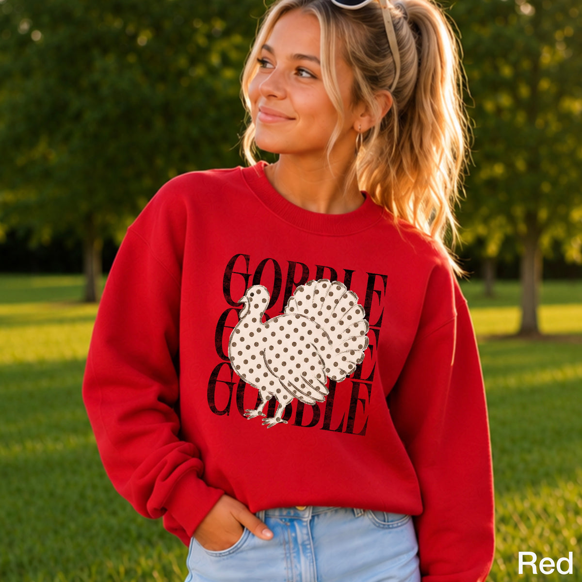 Gobble Thanksgiving Youth Crewneck Sweatshirt