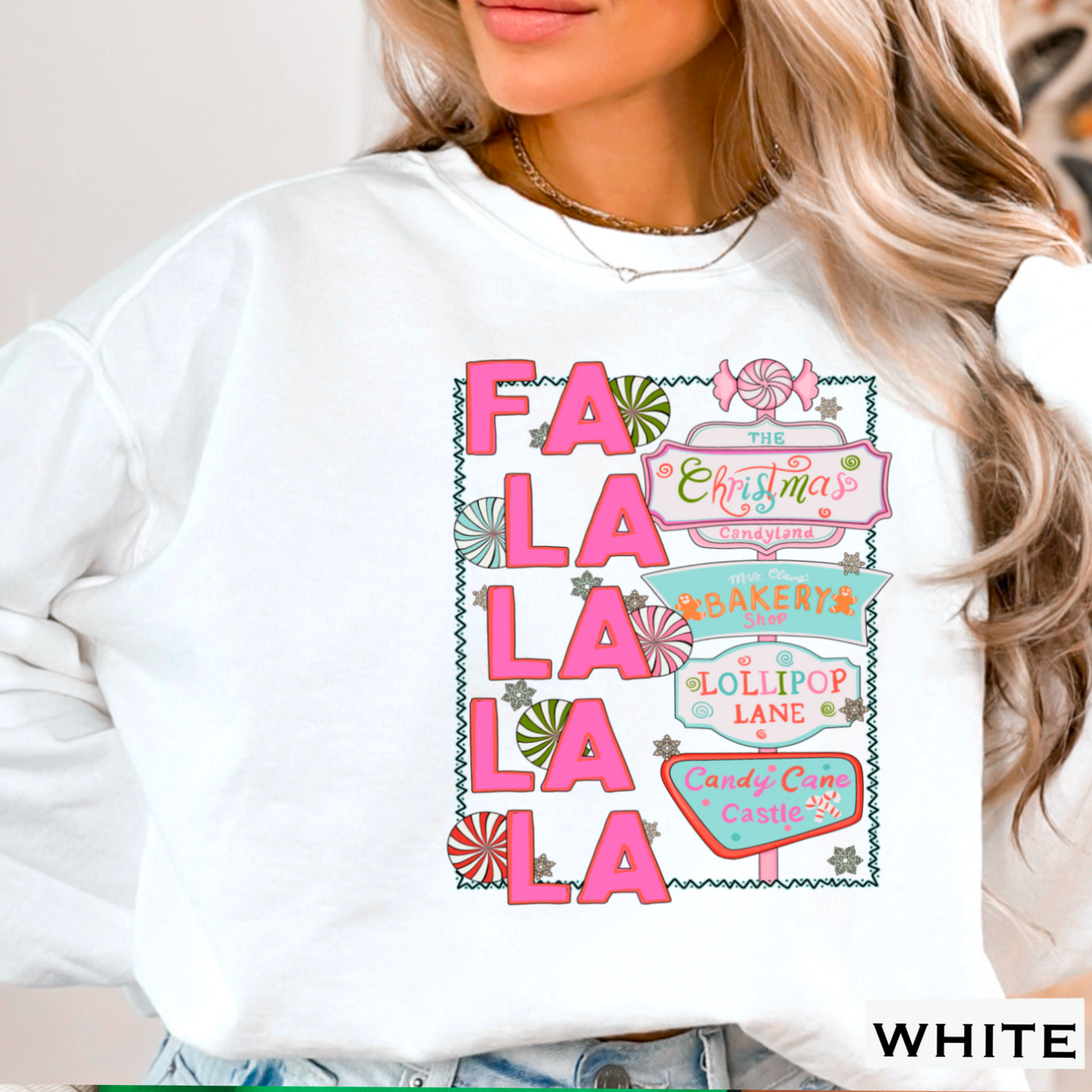 Fa La La Graphic Crewneck Sweatshirt