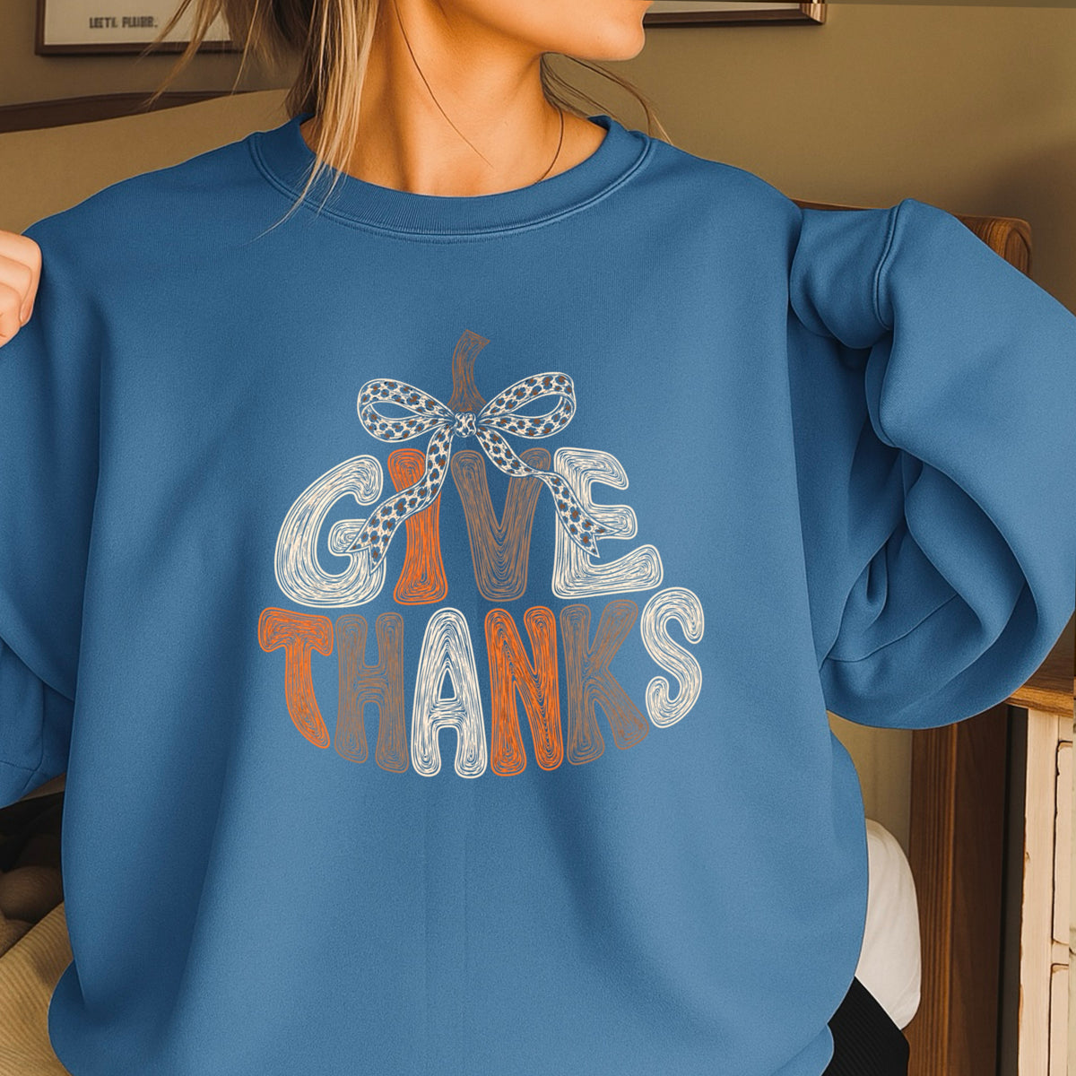 Give Thanks Thanksgiving Crewneck Sweatshirt