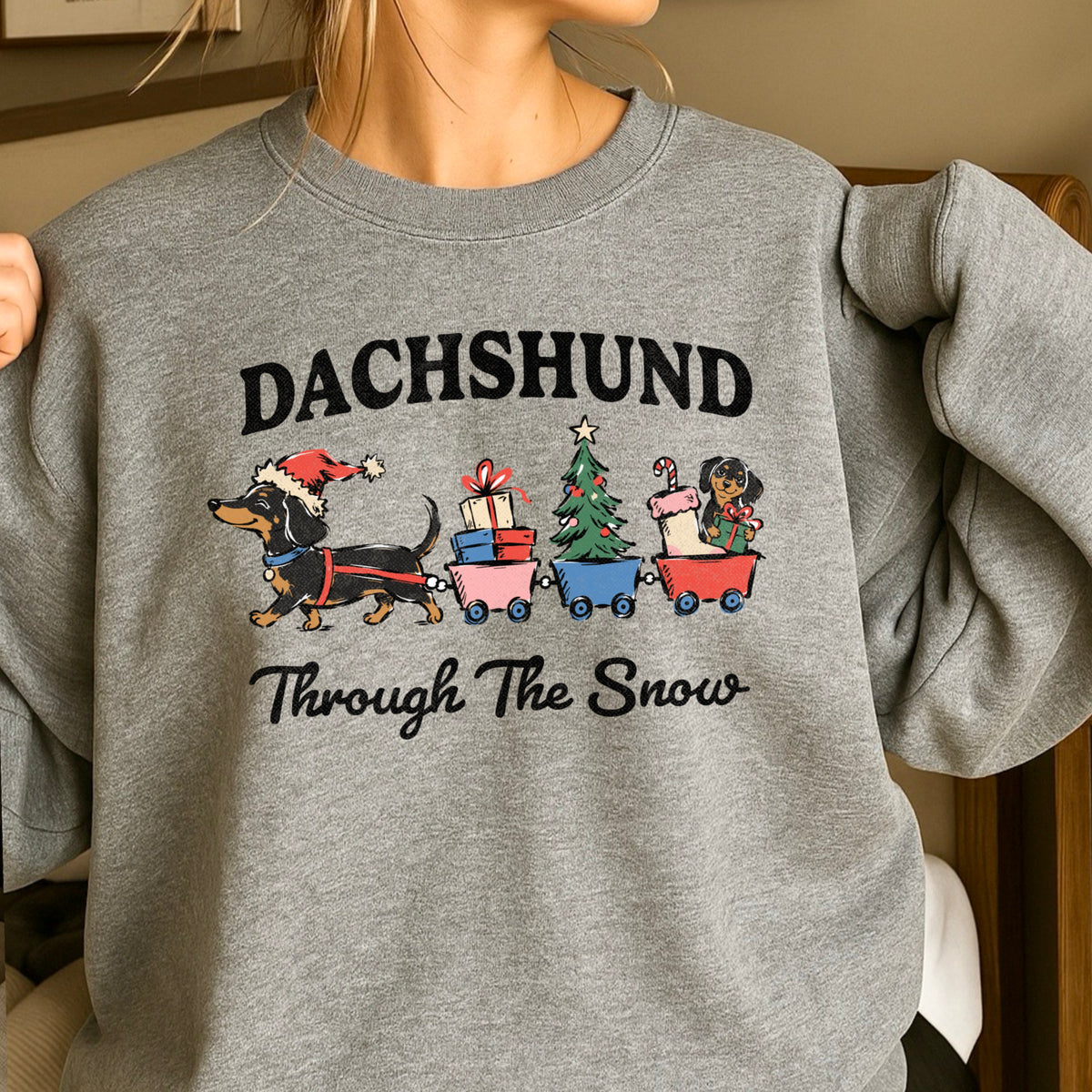Dachshund Through the Snow Christmas Crewneck Sweatshirt