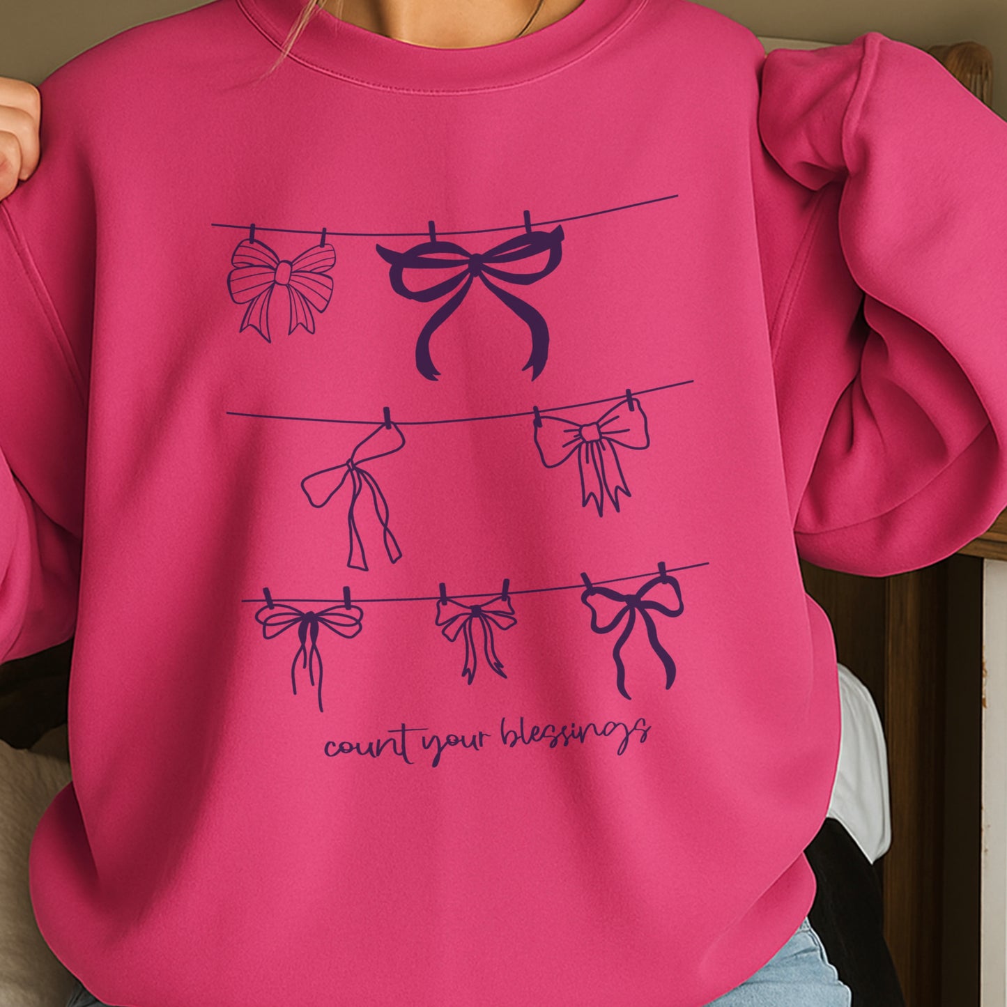 Count Your Blessings Christian Crewneck Sweatshirt