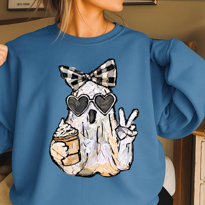 Preppy Ghost Halloween Crewneck Sweatshirt
