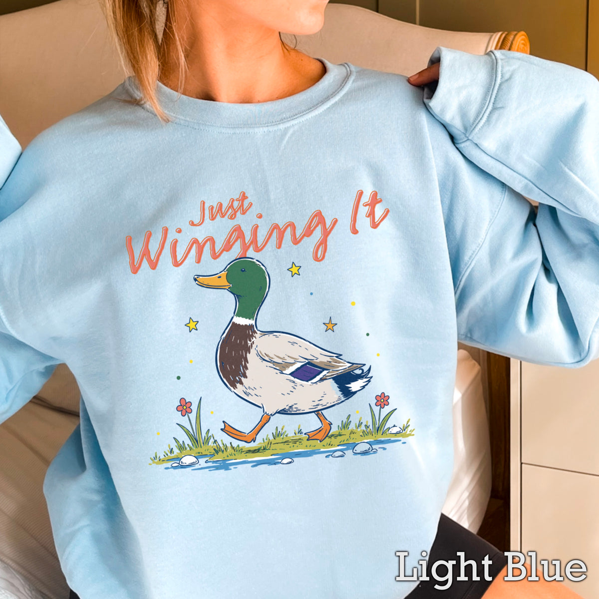 Just Winging It Mallard Duck Crewneck Sweatshirt