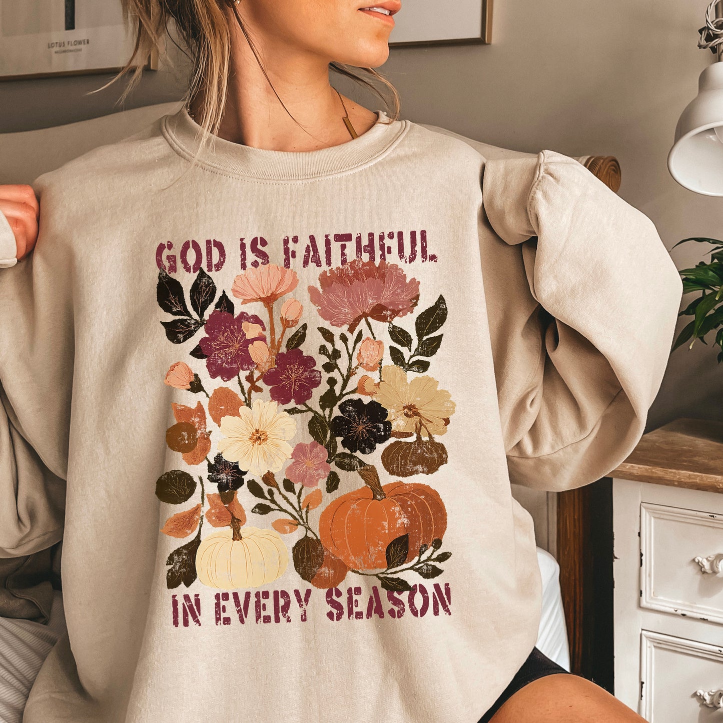 God Is Faithful In Every Season Plum Crewneck Sweatshirt